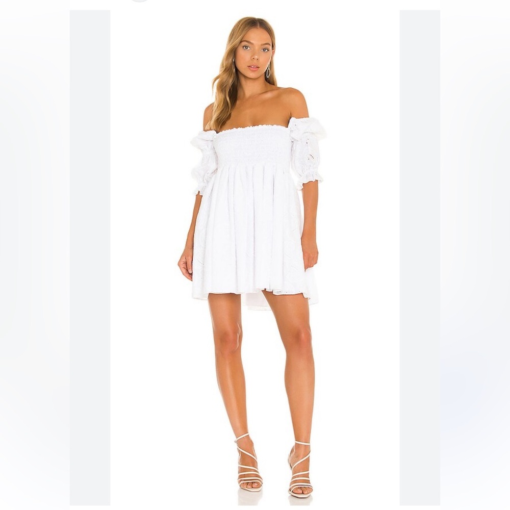 Revolve Misa Los Angeles Zadie dress mini puff sleeve size medium white eyelet - Picture 6 of 6